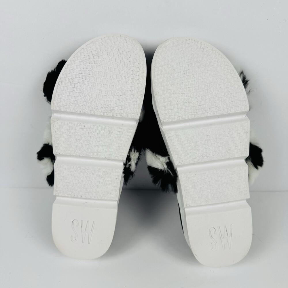Stuart Weitzman Sublime Sandal Black White Rex Rabbit Fur Size 38 US 7.5 M NIB - Picture 4 of 6